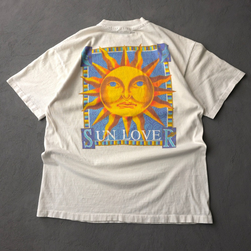 Vintage 90s Hanes Cream Sun Lover T-shirt Large San Francisco Graphic